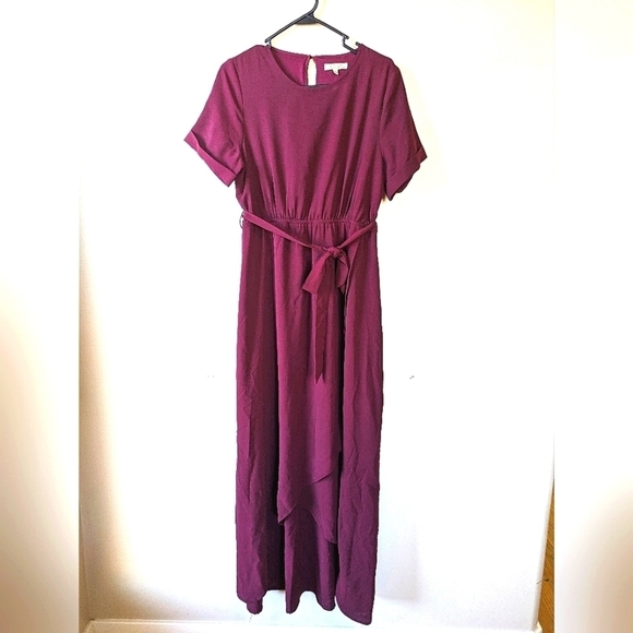 Polagram Dresses & Skirts - POLAGRAM faux-wrap Maxi dress, maroon/purple, size L